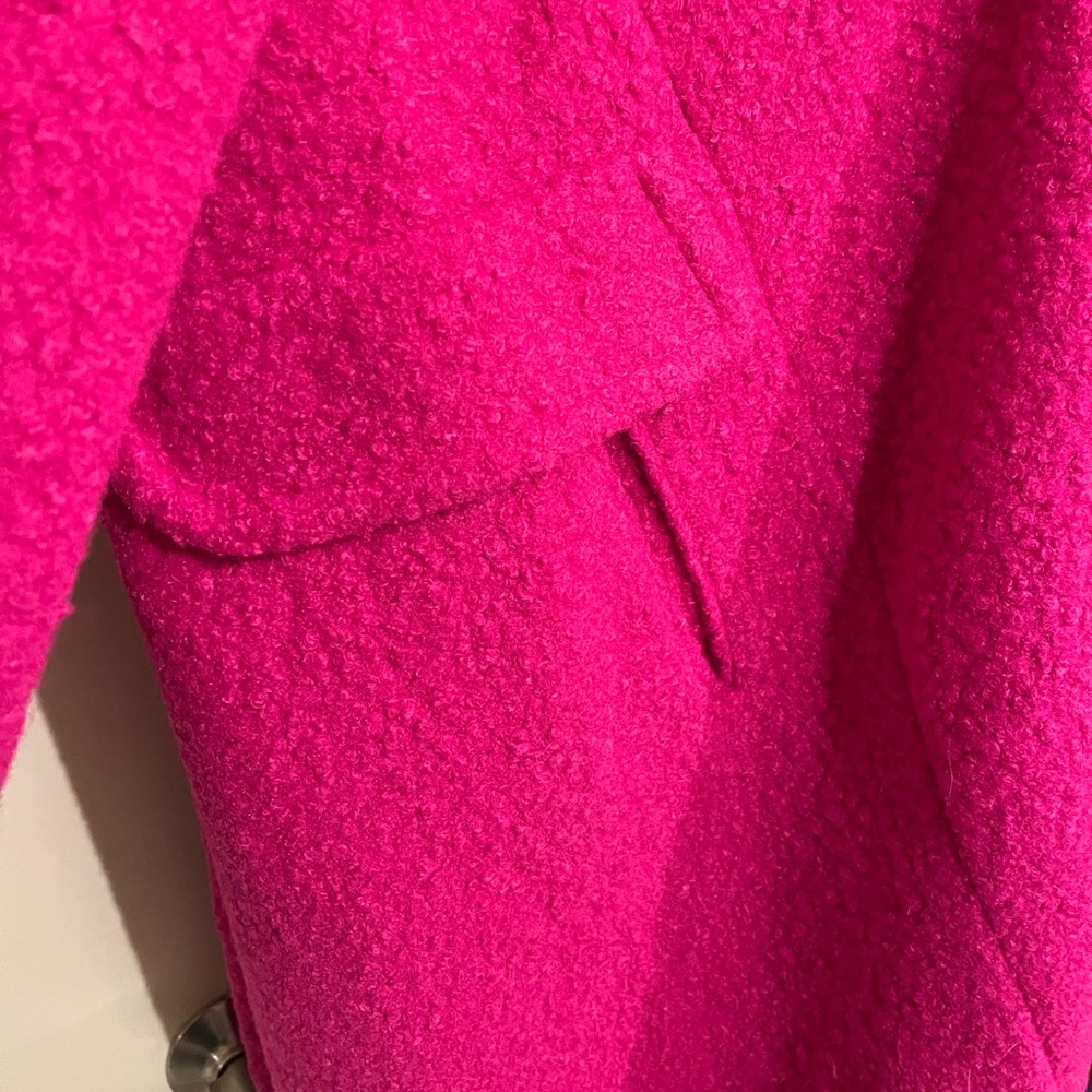 Bright Pink Boucle Trench Coat - Picture 5 of 6